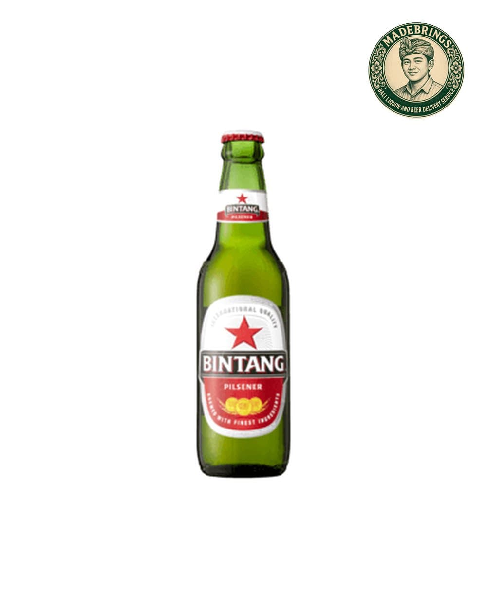 Bintang 330ml bottle with the MadeBrings emblem