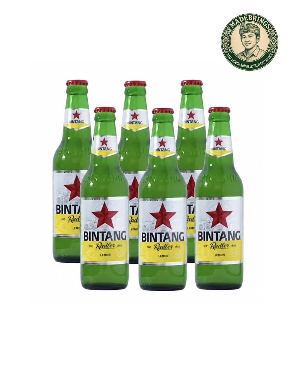 Bintang Radler Lemon 330ml six-pack with the MadeBrings emblem