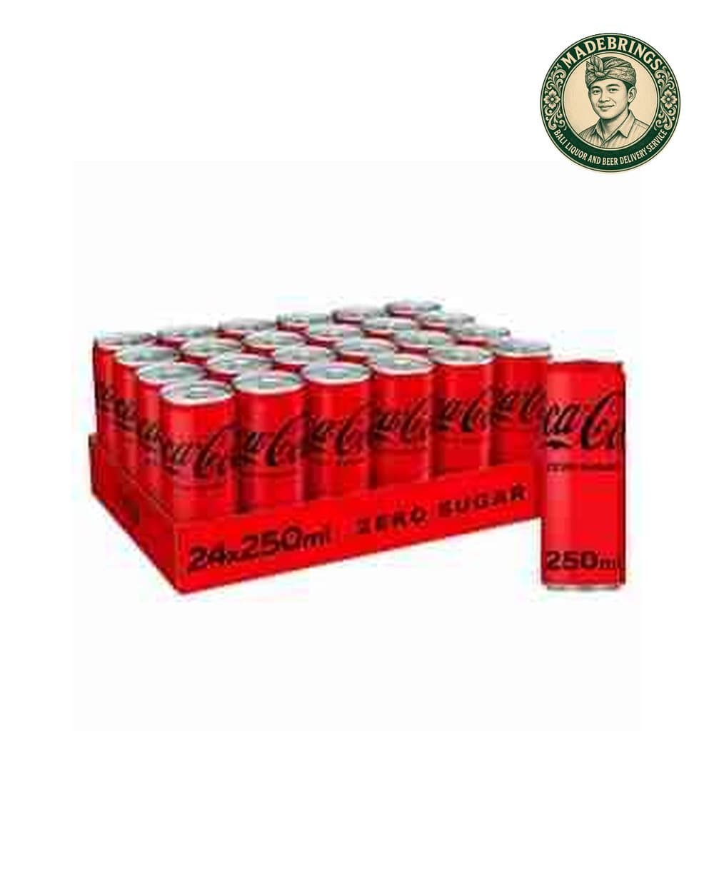 Box of Coca-Cola Zero cans with the MadeBrings emblem