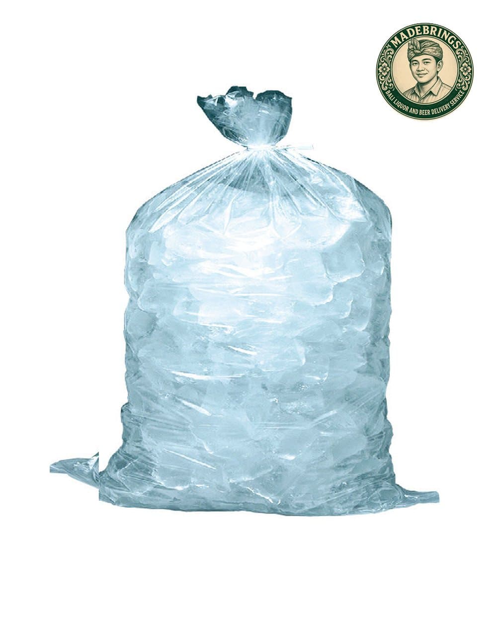 4kg bag of ice with the MadeBrings emblem