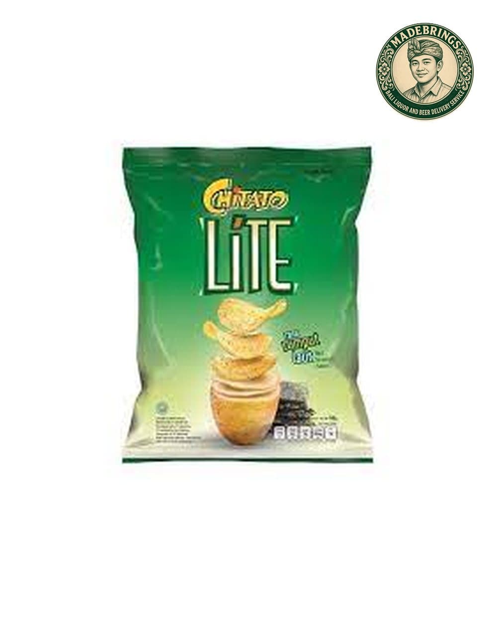 Large bag of potato crisps with the MadeBrings emblem