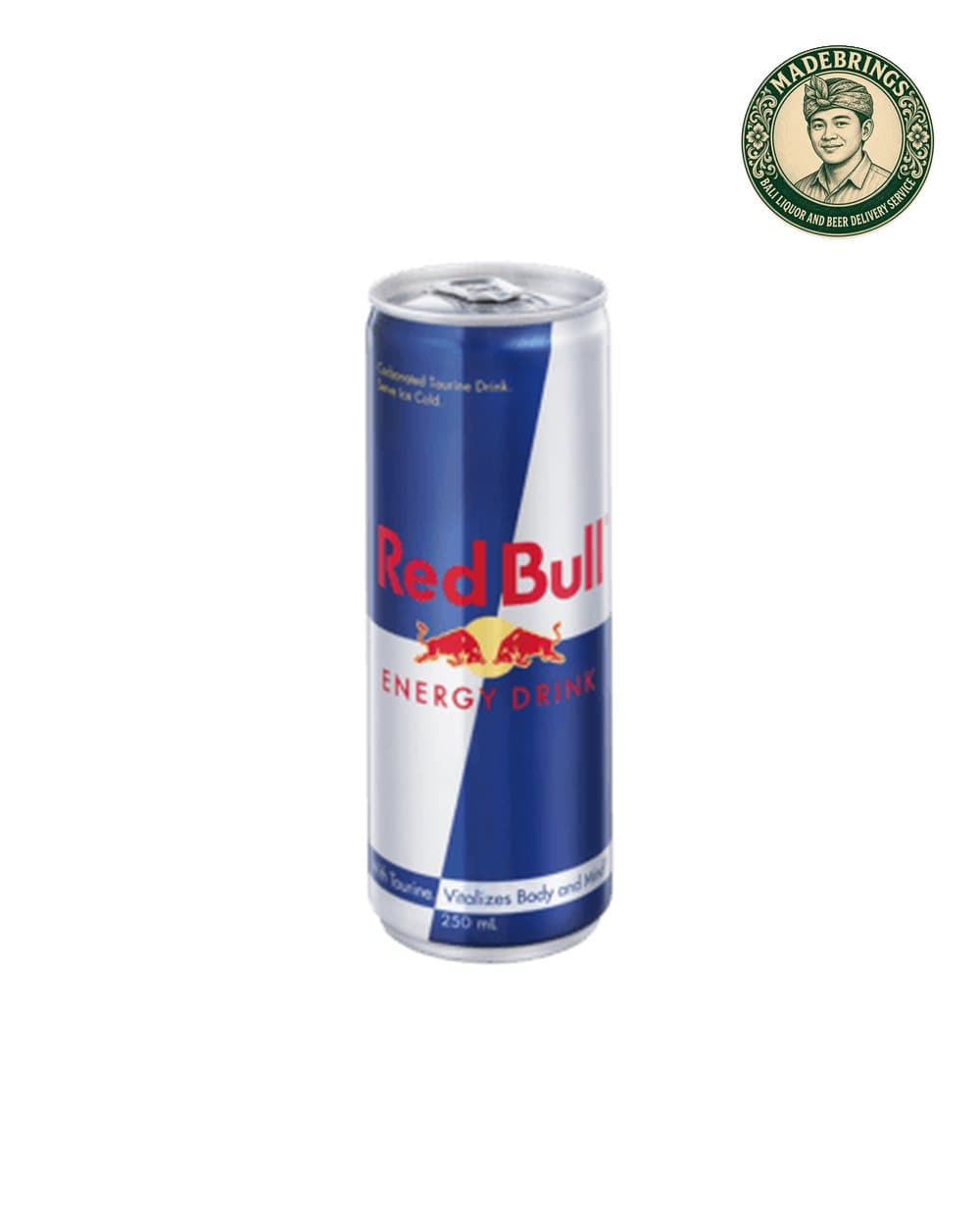 Red Bull can with the MadeBrings emblem