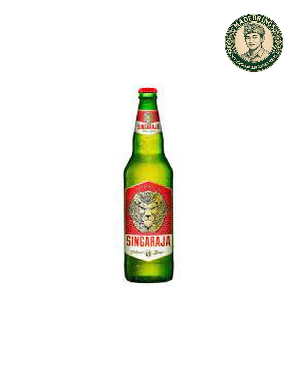 Singaraja Pilsner 330ml bottle with the MadeBrings emblem